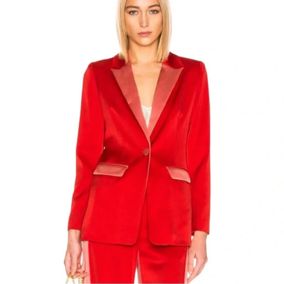 ALEXIS Nevra Satin Trim Blazer Jacket In Red Size XS - Picture 1 of 14